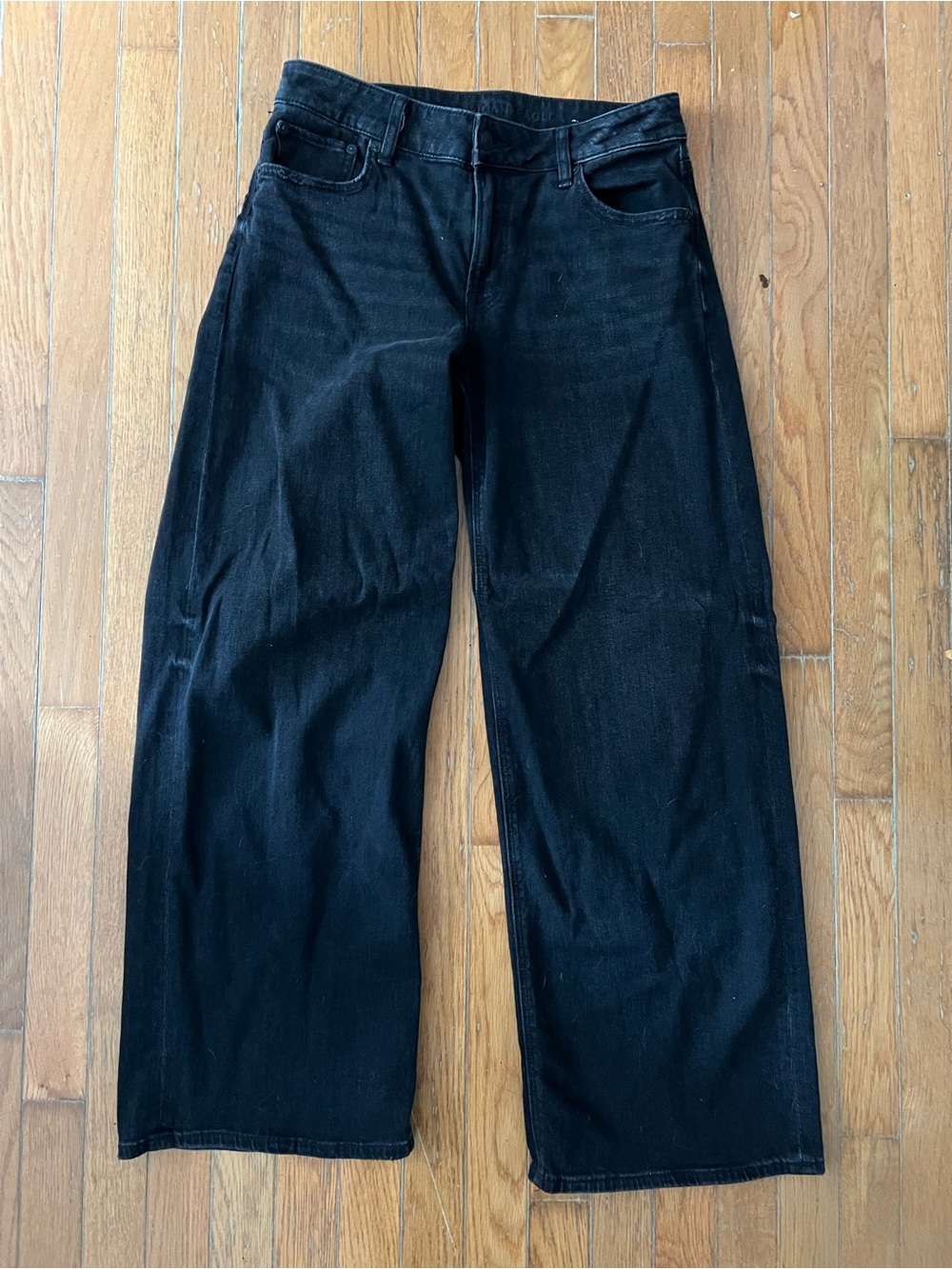 American Eagle Outfitters Black High-Rise Wide-Leg Jeans - Picture 5 of 7